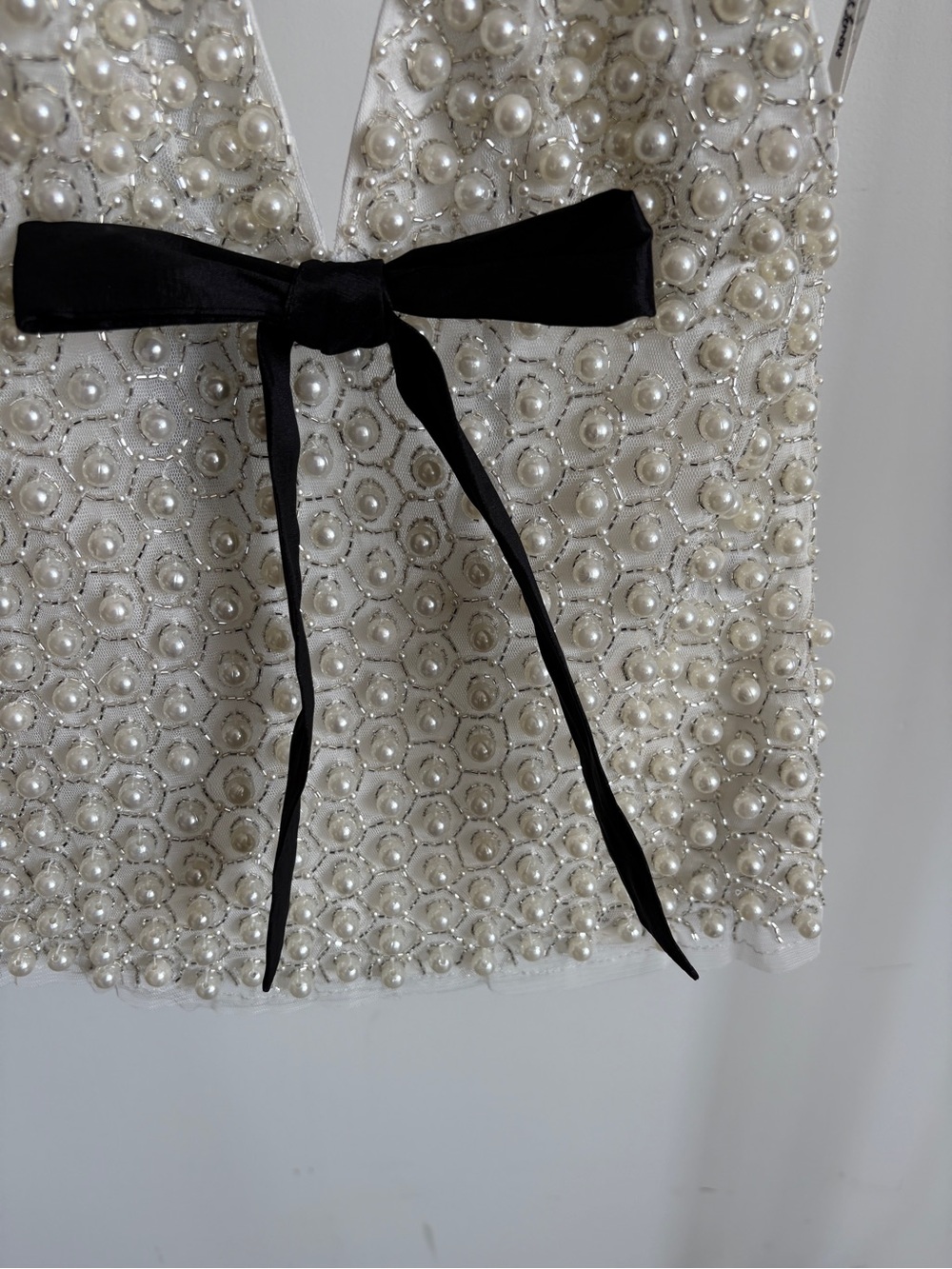 $327 NWT For Love And Lemons Pearly Bow Halter Top Sz Medium - Picture 7 of 13